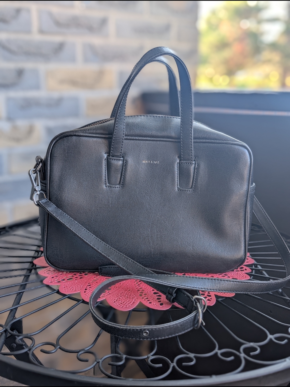 Matt & Nat Black Leather Laptop Satchel